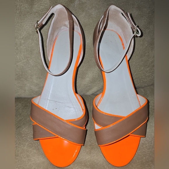 Boden Orange & Brown Ankle Strap Flat Leather Sandals Size (39) 8M US - Picture 13 of 14